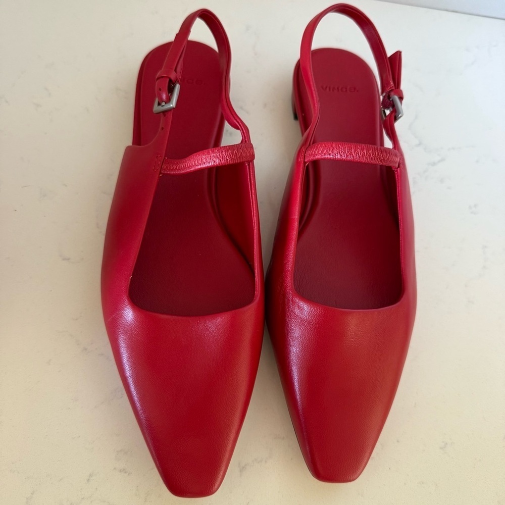 Vince Alta Flats Red Leather Slingback | Women’s Size 6 | New Without Box - Picture 3 of 5